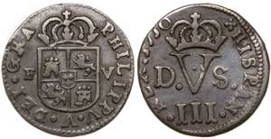 1710. Felipe V. Valencia. 1 treseta. (AC. ... 