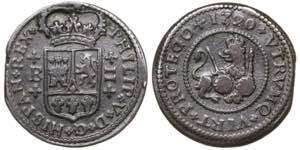 1720. Felipe V. Barcelona. 2 maravedís. ... 