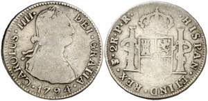 1794. Carlos IV. Potosí. PR. 2 reales. (AC. ... 