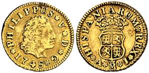 1745. Felipe V. Madrid. AJ. 1/2 escudo. (AC. ... 