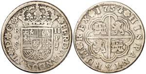 1754. Fernando VI. Sevilla. PJ. 2 reales. ... 