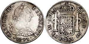 1791. Carlos IV. Lima. IJ. 8 reales. (AC. ... 