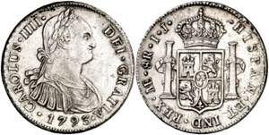 1793. Carlos IV. Lima. IJ. 8 reales. (AC. ... 