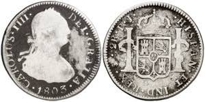 1803. Carlos IV. Potosí. PJ. 2 reales. (AC. ... 