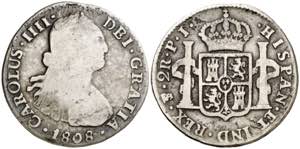 1808. Carlos IV. Potosí. PJ. 2 reales. (AC. ... 