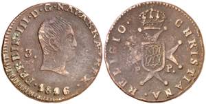 1826. Fernando VII. Pamplona. 3 maravedís. ... 