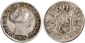 1855/4. Isabel II. Sevilla. 2 reales. (AC. ... 