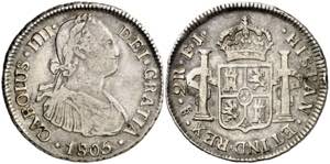 1805. Carlos IV. Santiago. FJ. 2 reales. ... 