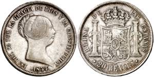 1854. Isabel II. Madrid. 20 reales. (AC. ... 