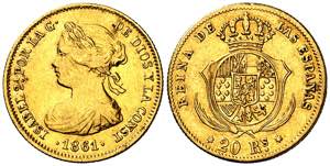 1861. Isabel II. Madrid. 20 reales. (AC. ... 