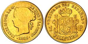 1868. Isabel II. Manila. 1 peso. (AC. 833). ... 
