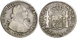 1808. Carlos IV. Santiago. FJ. 2 reales. ... 