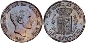 1878. Alfonso XII. OM. 10 céntimos. (AC. ... 