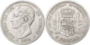 1876*--76. Alfonso XII. DEM. 5 pesetas. (AC. ... 