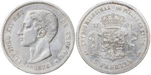 1876*--76. Alfonso XII. DEM. 5 pesetas. (AC. ... 