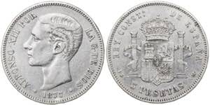 1877*1877. Alfonso XII. DEM. 5 pesetas. (AC. ... 