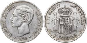 1878*18--. Alfonso XII. EMM. 5 pesetas. (AC. ... 