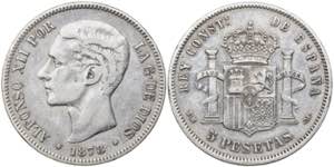 1878*-878. Alfonso XII. EMM. 5 pesetas. (AC. ... 