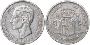 1879*-879. Alfonso XII. EMM. 5 pesetas. (AC. ... 