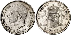 1882/1*1881. Alfonso XII. MSM. 5 pesetas. ... 