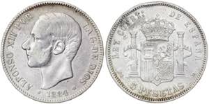 1884*1884. Alfonso XII. MSM. 5 pesetas. (AC. ... 