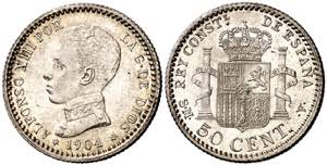 1904*04. Alfonso XIII. SMV. 50 céntimos. ... 