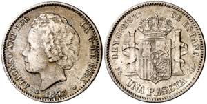 1893*1893. Alfonso XIII. PGL. 1 peseta. (AC. ... 