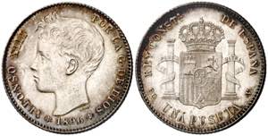 1896*1896. Alfonso XIII. PGV. 1 peseta. (AC. ... 