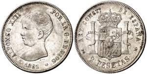 1891/89*1891. Alfonso XIII. PGM. 2 pesetas. ... 