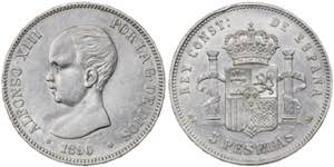 1890*1890. Alfonso XIII. MPM. 5 pesetas. ... 