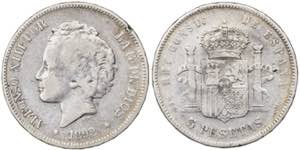 1892*----. Alfonso XIII. PGM. 5 pesetas. ... 