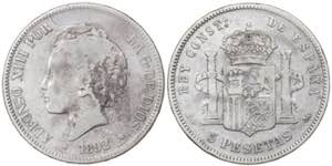 1892*----. Alfonso XIII. PGM. 5 pesetas. ... 
