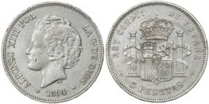 1894*1894. Alfonso XIII. PGV. 5 pesetas. ... 
