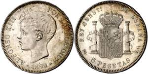 1899*1899. Alfonso XIII. SGV. 5 pesetas. ... 