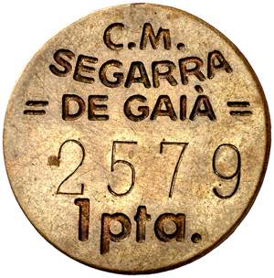 Segarra de Gaià. 1 peseta. (AC. 39) (T. ... 