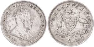 Australia. 1910. Eduardo VII. 3 peniques. ... 