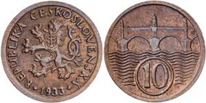 Checoslovaquia. 1933. 10 haleru. (Kr. 3). ... 