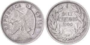 Chile. 1909. Santiago. 10 centavos. (Kr. ... 