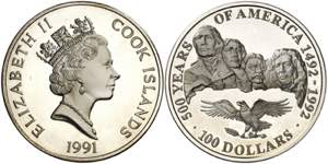 Islas Cook. 1991. Isabel II. 100 dólares. ... 