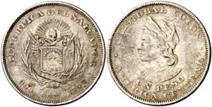 El Salvador. 1908. C.A.M. 1 peso. (Kr. ... 