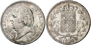 Francia. 1824. Luis XVIII. W (Lille). 5 ... 