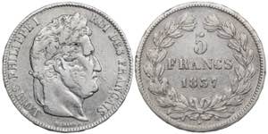 Francia. 1837. Luis Felipe I. W (Lille). 5 ... 