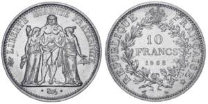Francia. 1968. París. 10 francos. (Kr. ... 