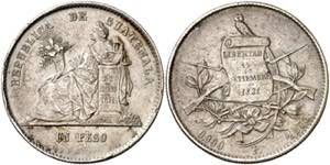 Guatemala. 1873. P. 1 peso. (Kr. 197.1). ... 