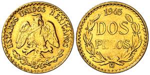 México. 1945. México. 2 pesos. (Fr. 170R) ... 