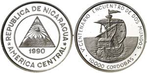 Nicaragua. 1990. 10000 córdobas. (Kr. 67). ... 
