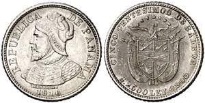 Panamá. 1916. 5 centésimos. (Kr. 2). AG. ... 