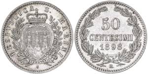 San Marino. 1898. R (Roma). 50 céntimos. ... 