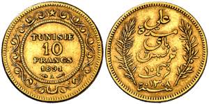 Túnez. 1891. A (París). 10 francos. (Fr. ... 