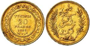 Túnez. AH 1309/1892. A (París). 20 ... 